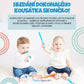 Informační grafika KinderSpeech o kousátkách pro miminka. Text uvádí, že hledání dokonalého kousátka skončilo, protože produkt provází dítě od prvního zoubku až po stoličky, zmírňuje nepříjemnosti při prořezávání a podporuje raný vývoj. Na obrázku jsou dvě spokojená miminka používající barevná kousátka.